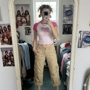 Abercrombie & Fitch 4R Cargo Pants Womens Tan Good Corduroy Y2K Utility